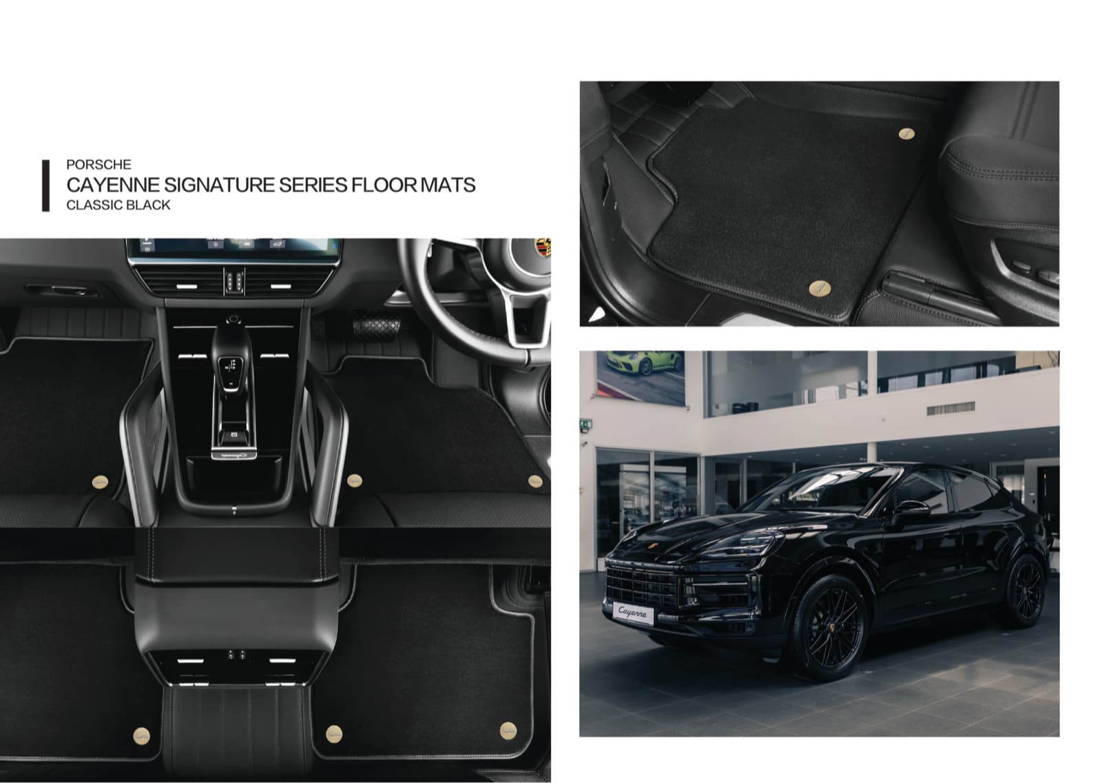 MATNESS leather mats fitted to Porsche Cayenne in Classic Black