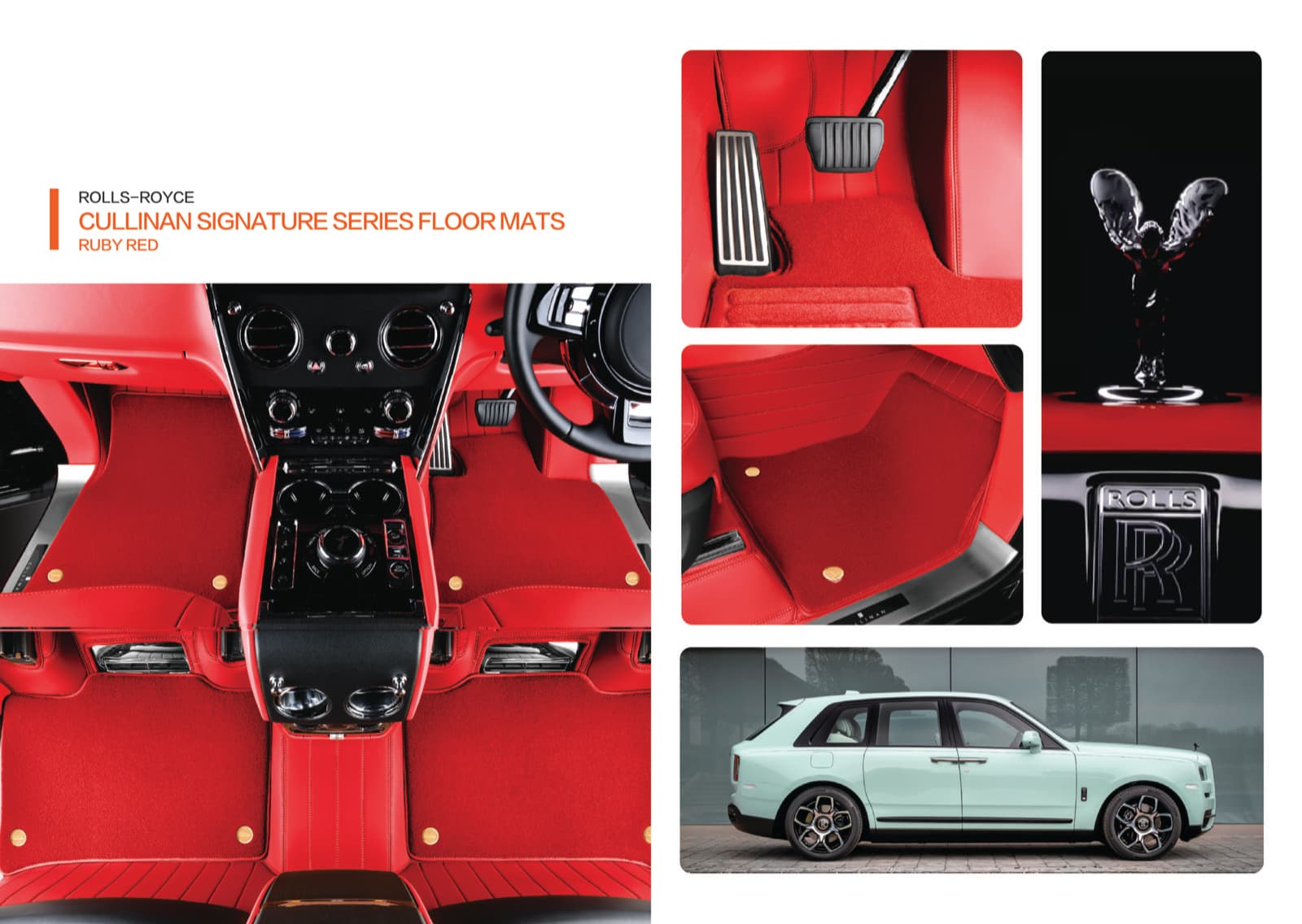 MATNESS leather mats fitted to Rolls-Royce Cullinan in Ruby Red